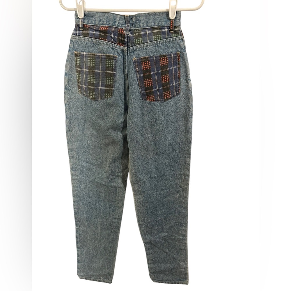 Vintage Traffic Patchwork Plaid High Rise Straight Leg jeans size 6